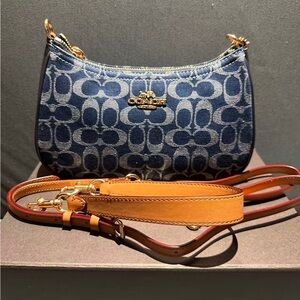 Coach Navy and Tan Mini Bag